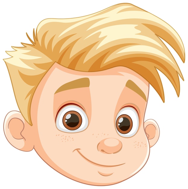 Vector niño guapo sonriente con cabello rubio y ojos marrones