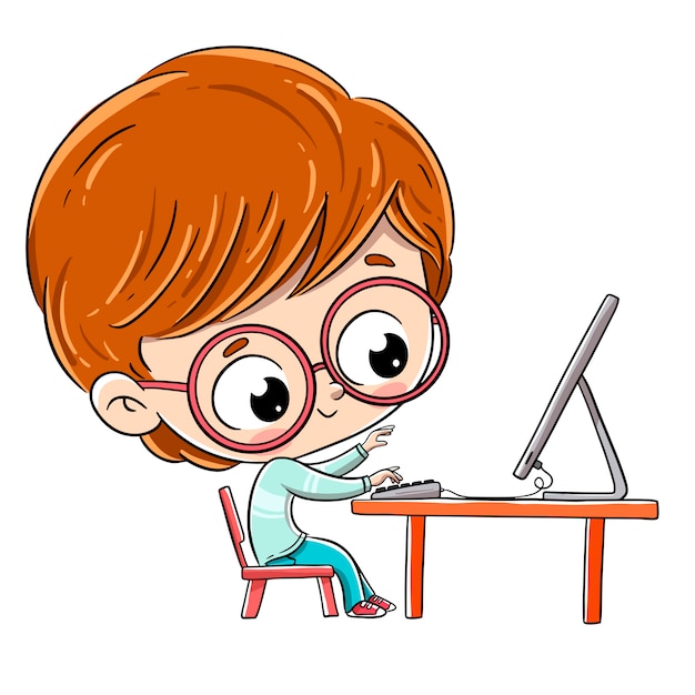 Niño haciendo su tarea con una computadora conectada a internet.