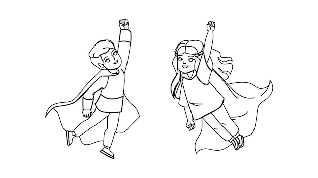 niño, héroe, vuelo, vector