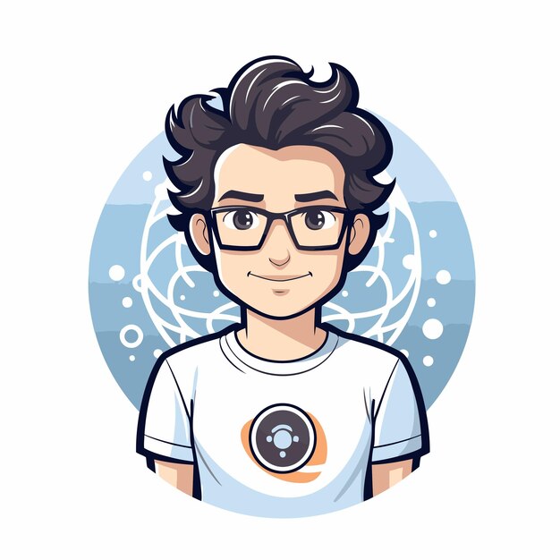 Niño hipster con gafas y camiseta ilustración vectorial