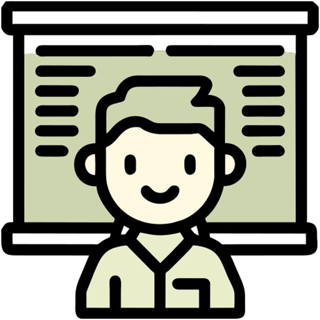 niño en el icono de la escuela contorno coloreado