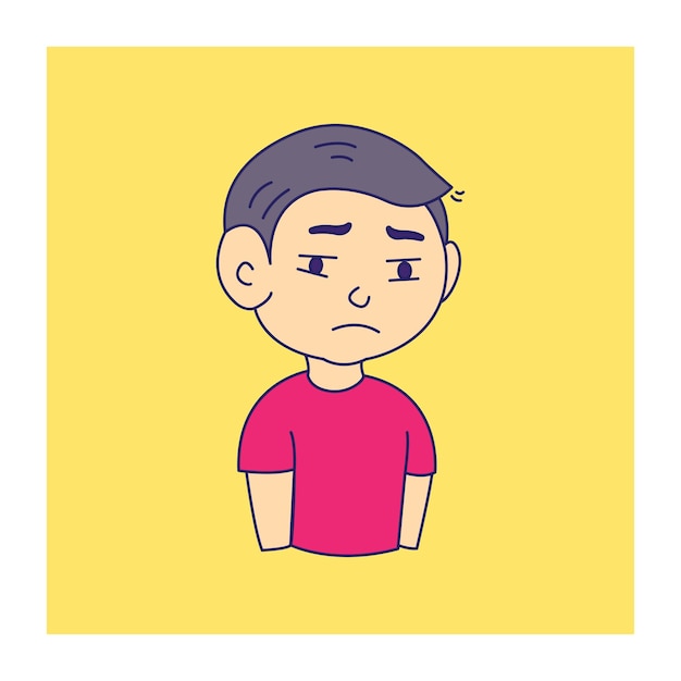 Vector un niño con una ilustración de vector de cara triste