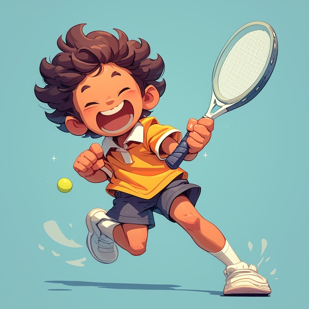 Vector un niño de johannesburgo juega squash al estilo de los dibujos animados