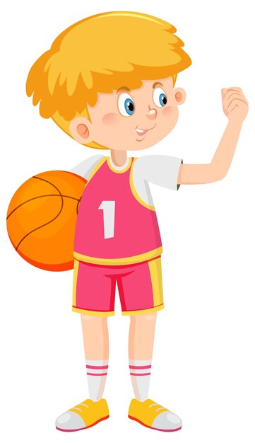 un, niño, juego, baloncesto, caricatura