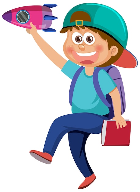 un, niño, juego, juguete, cohete