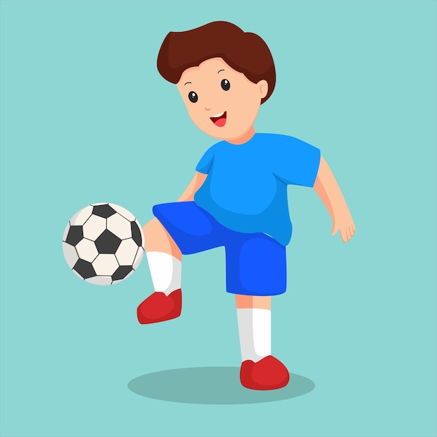 Niño jugando al fútbol ilustración de diseño de personajes