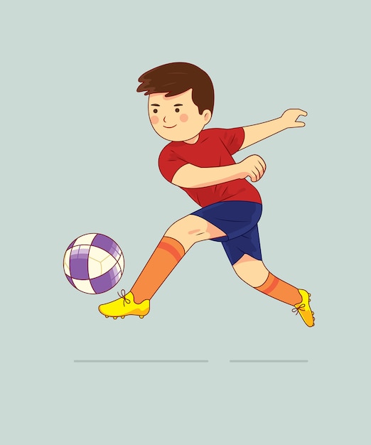 Vector niño jugando al fútbol