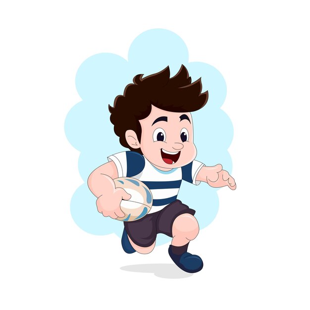 Niño jugando al rugby Jugador de fútbol americano Ilustración vectorial