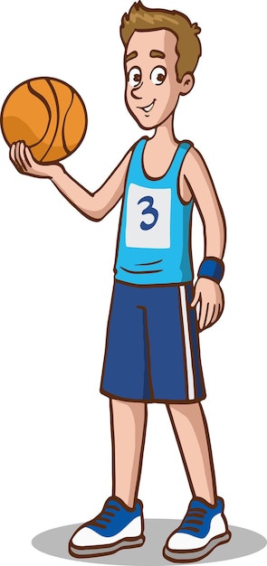 niño jugando baloncesto ilustración vectorial