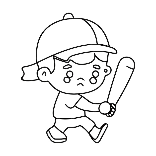 niño jugando béisbol arte lineal