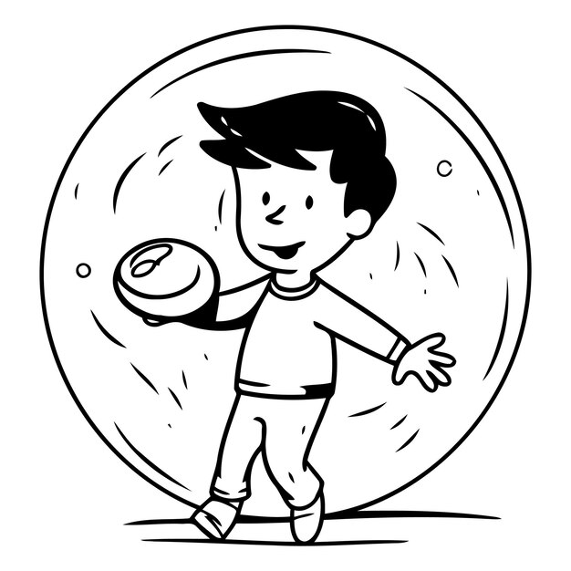 Vector niño jugando con una pelota de un niño pequeño jugando al bolos