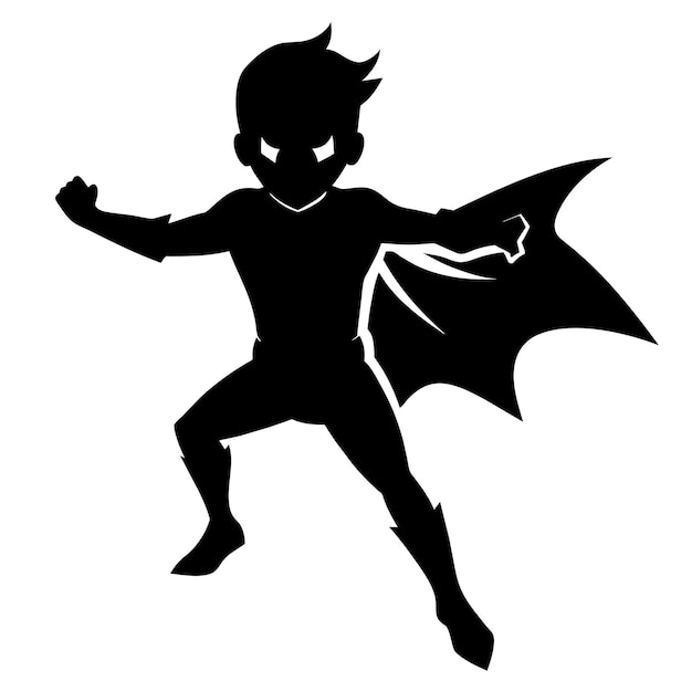 un niño jugando a superhéroe silueta vectorial fondo blanco 8