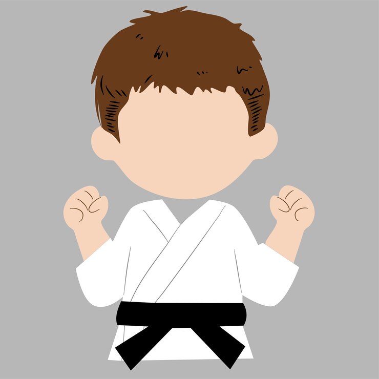 Niño de karate con cinturón negro