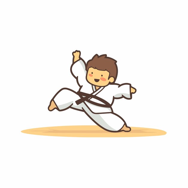 Vector niño de karate en kimono vector ilustración sobre un fondo blanco