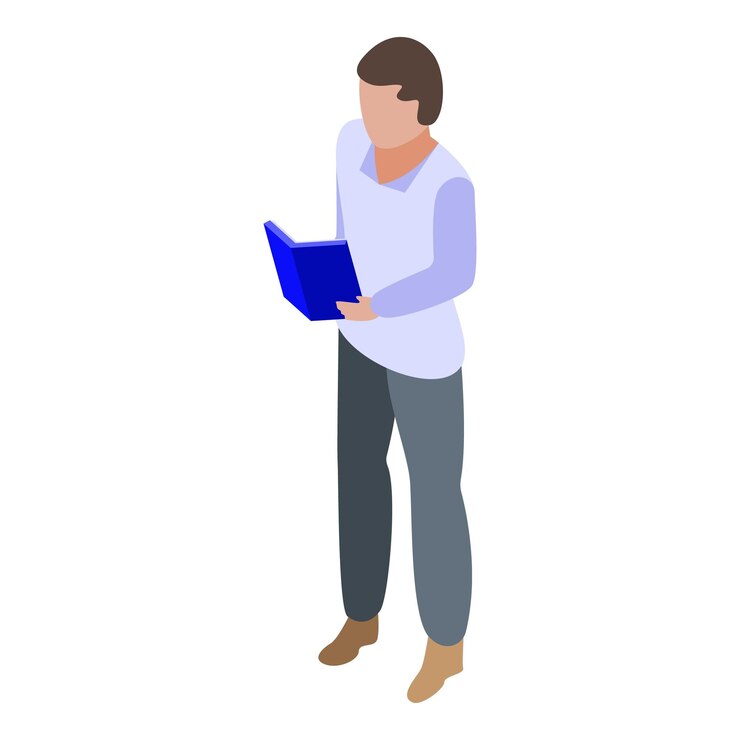 Vector niño, leer, libro, icono, isométrico, de, niño, leer, libro, vector, icono, para, diseño telaraña, aislado, blanco, plano de fondo