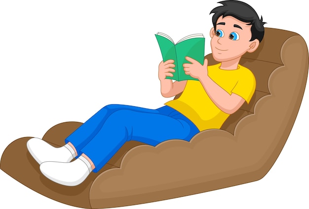 niño leyendo un libro en el sofá