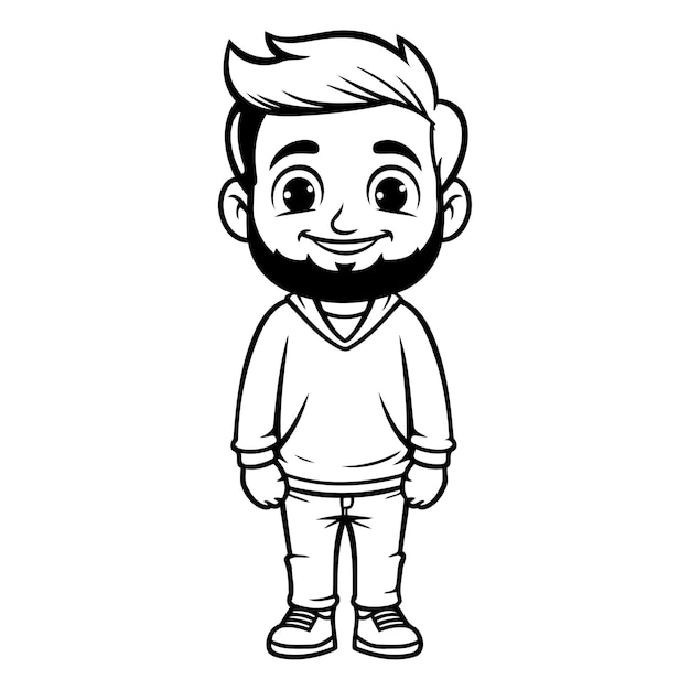 Vector niño lindo con barba y ropa casual dibujos animados ilustración vectorial diseño gráfico