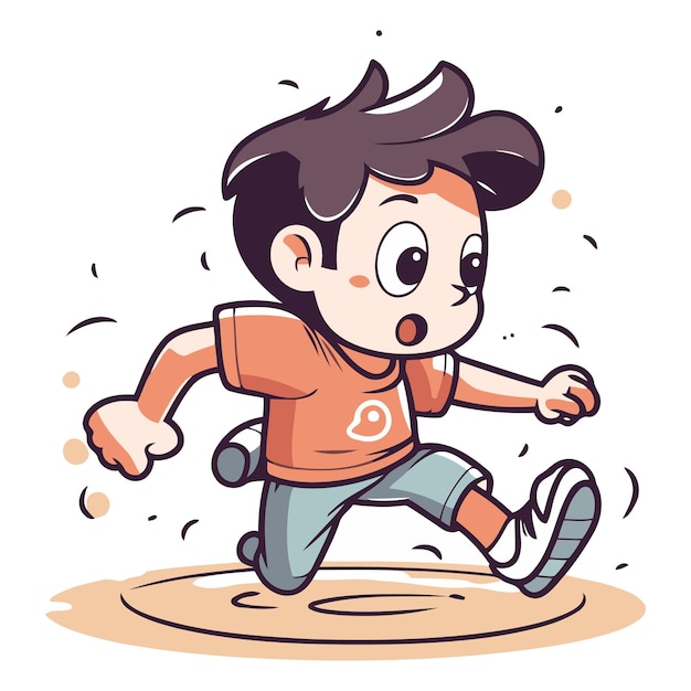 Un niño lindo corriendo en un charco