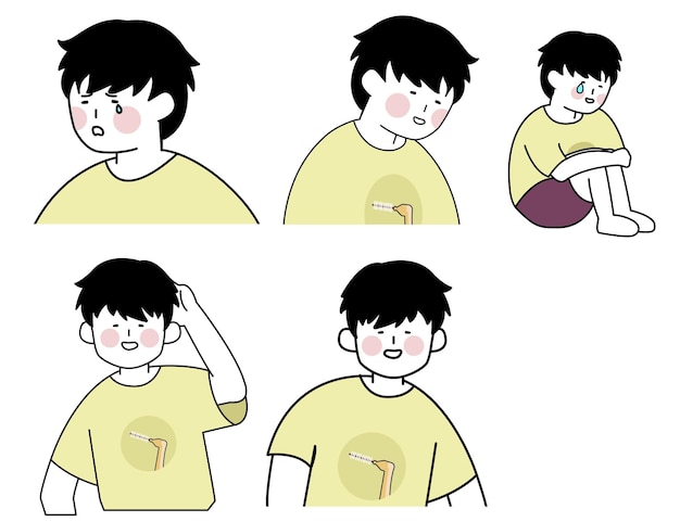 Un niño lindo de dibujos animados. Ilustración plana.