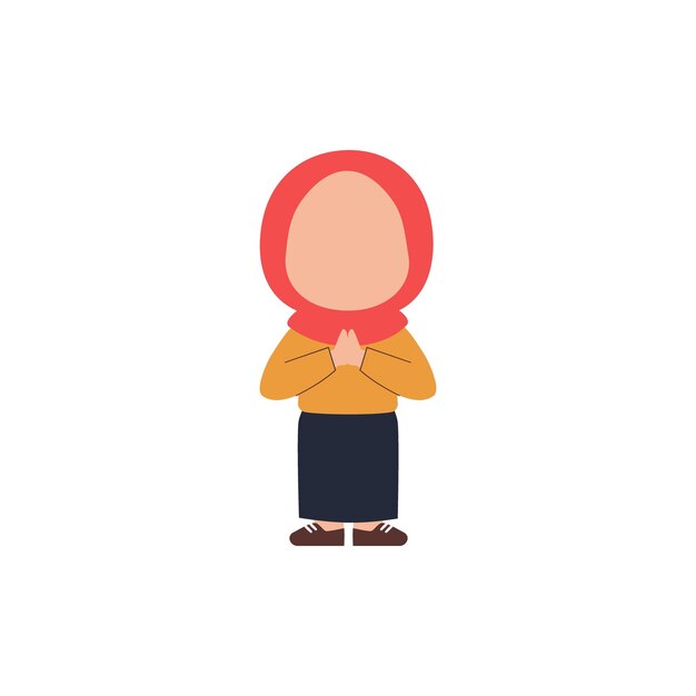 Un niño lindo con un hijab rojo.
