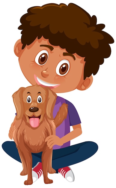 Niño con lindo personaje de dibujos animados de animales