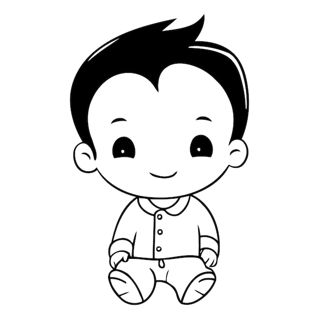 Vector un niño lindo en pijama sobre un fondo blanco ilustración vectorial