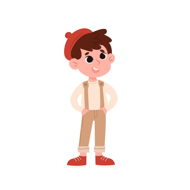 Niño lindo con ropa casual Ilustración vectorial aislada sobre un fondo blanco