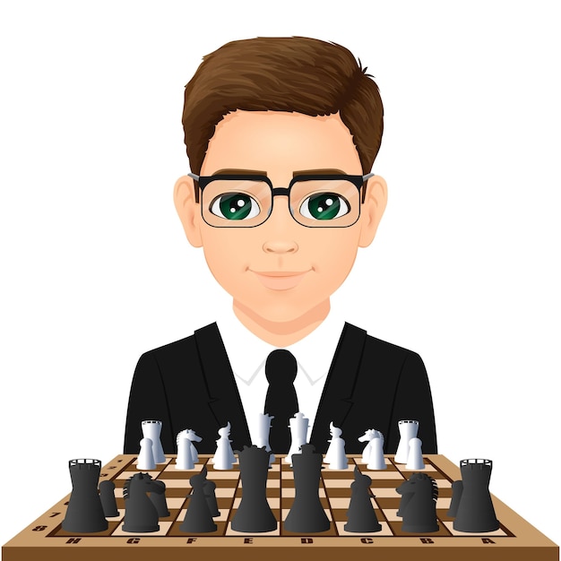 niño listo para jugar ajedrez