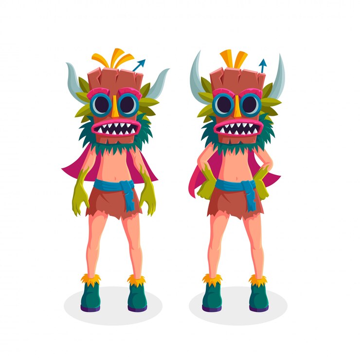 Vector niño con máscara de tiki ilustración
