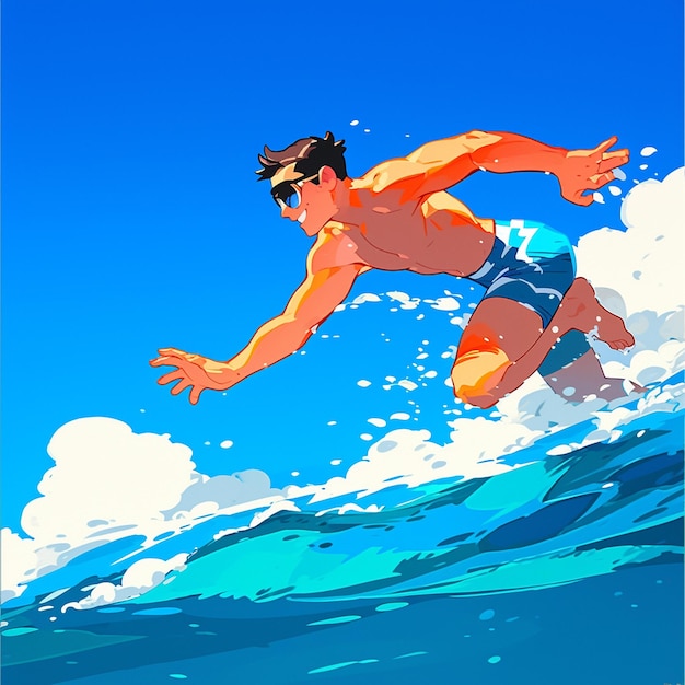 Un niño de Miami se sumerge en el océano al estilo de dibujos animados