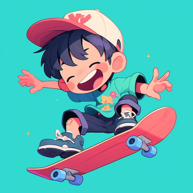 Vector un niño de milwaukee hace skateboarding al estilo de dibujos animados