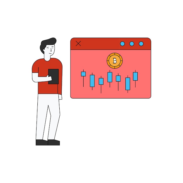 El niño mira el panel de ajuste de bitcoin.