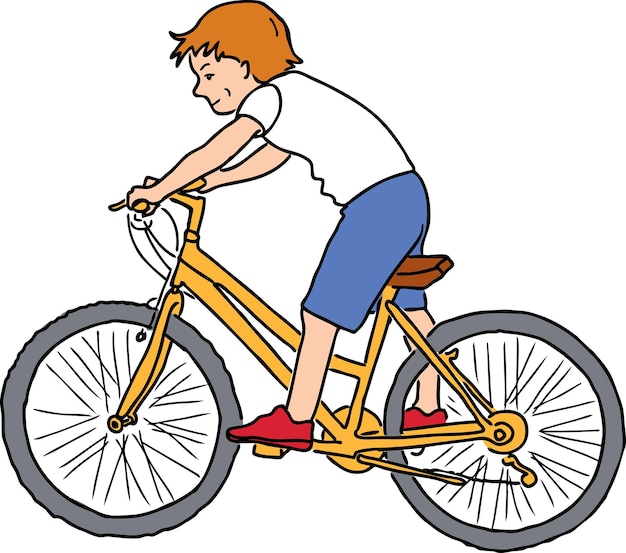 Un niño monta una bicicleta