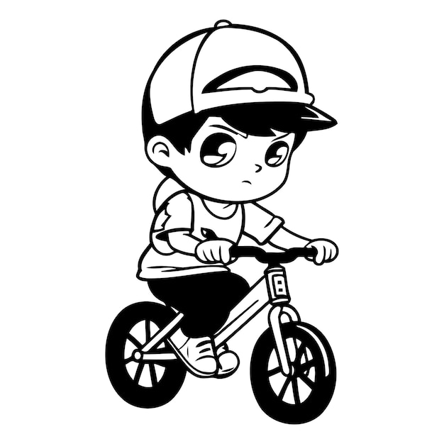 Vector niño montando una bicicleta ilustración vectorial de un niño en una bicicleta