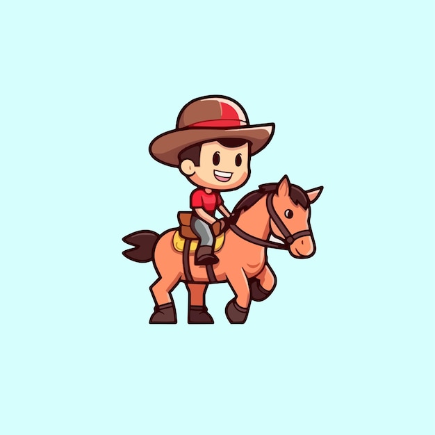 Un niño montando a caballo con un sombrero de vaquero.