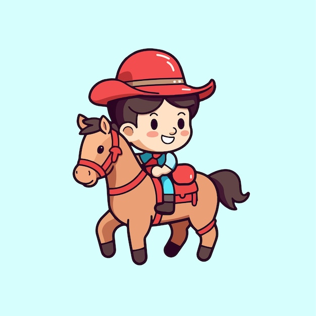 Un niño montando a caballo con un sombrero de vaquero.