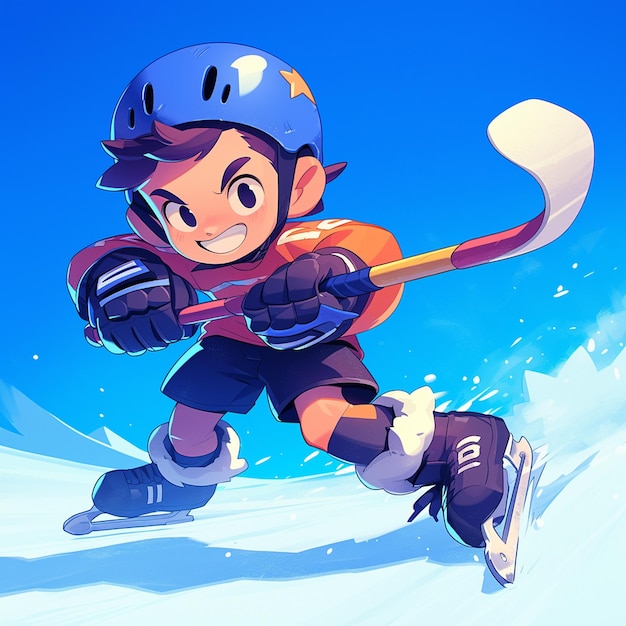 Un niño de Moscú juega al bandy al estilo de los dibujos animados