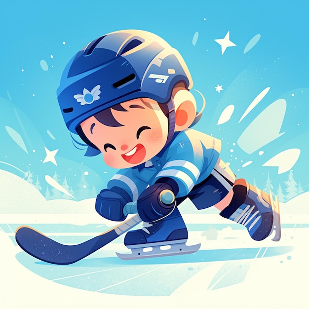 Un niño de Moscú juega al bandy al estilo de los dibujos animados