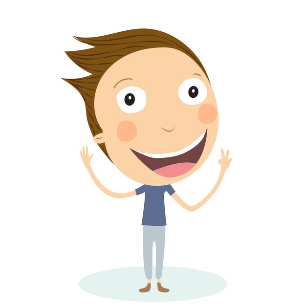 Niño mostrando el gesto ok personaje de dibujos animados lenguaje de señas gesto de paz ilustración vectorial