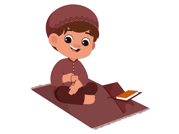 Un niño musulmán está recitando la ilustración del Dhikr