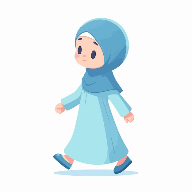 Vector niño musulmán con estilo de diseño simple, plano y de dibujos animados