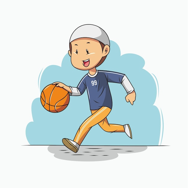 Niño musulmán, jugar al básquetbol