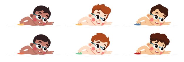 Niño nadando con salpicaduras de agua