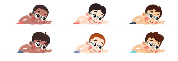 Niño nadando con salpicaduras de agua