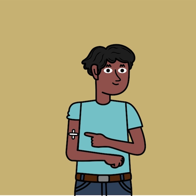 niño negro con banda médica