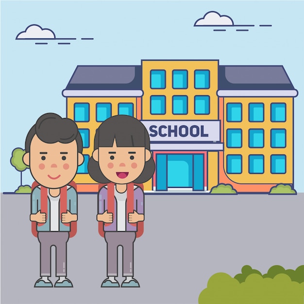 Niño y niña en la escuela