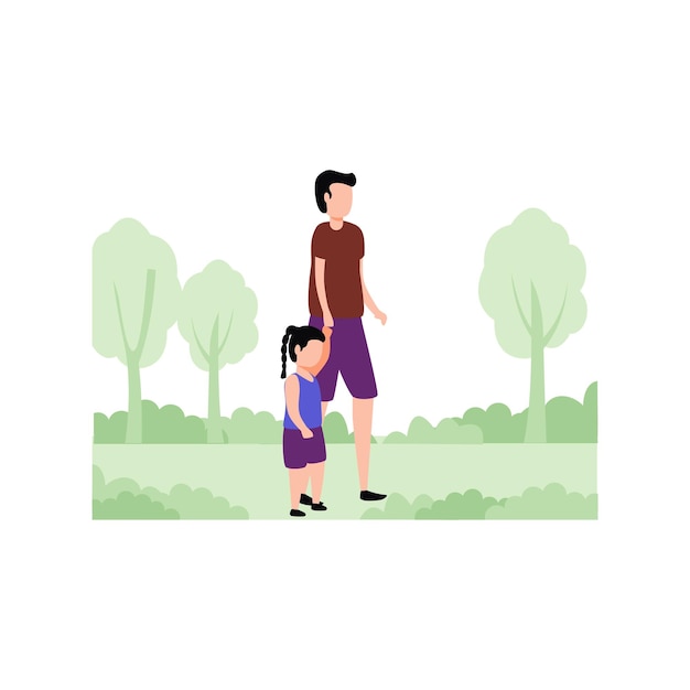 Un niño y una niña están caminando por el bosque.