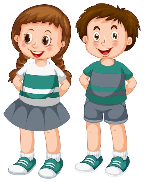 niño y niña felices
