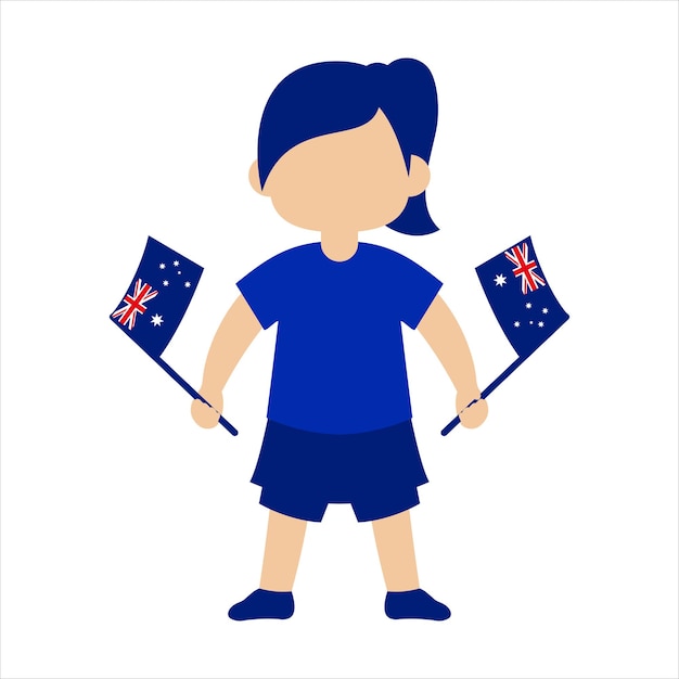 Vector niño y niña lindos para el diseño vectorial de la independencia de australia