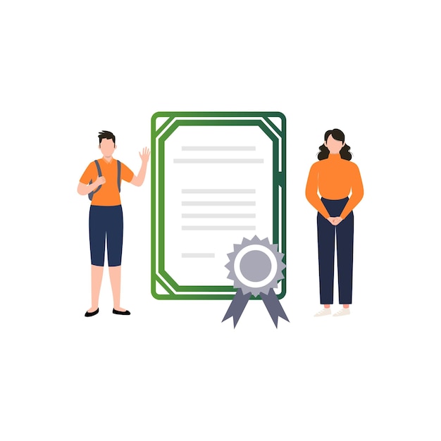 Niño y niña mirando el certificado